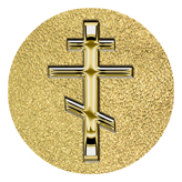 DAROUND 519 GD SH GD Gold Orthodox Cross Shimmer Gold Background